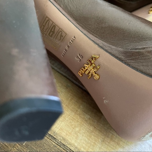 Prada Brown Leather Chunky Ankle Boots - Picture 10 of 15